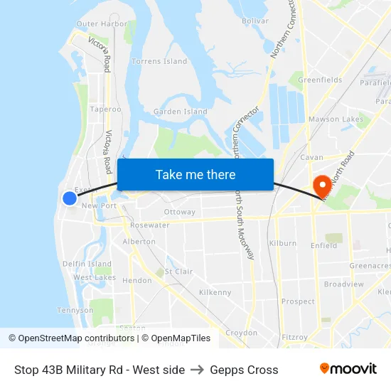 Stop 43B Military Rd - West side to Gepps Cross map