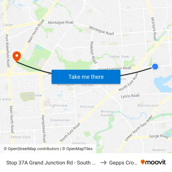 Stop 37A Grand Junction Rd - South side to Gepps Cross map