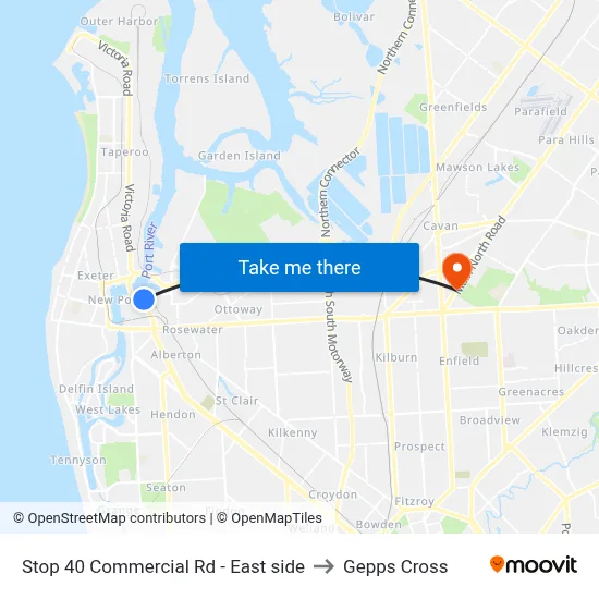 Stop 40 Commercial Rd - East side to Gepps Cross map