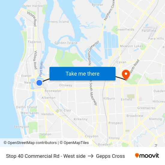 Stop 40 Commercial Rd - West side to Gepps Cross map