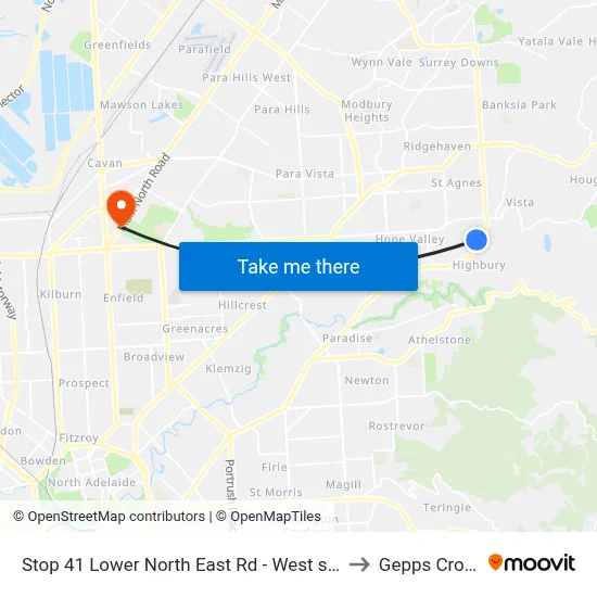 Stop 41 Lower North East Rd - West side to Gepps Cross map