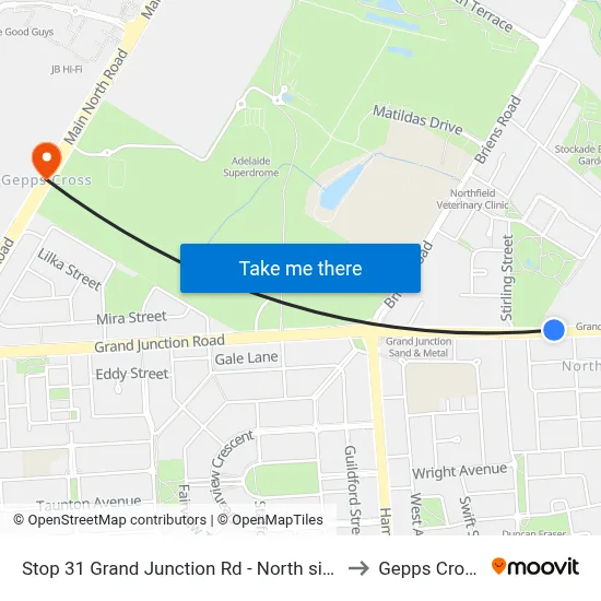 Stop 31 Grand Junction Rd - North side to Gepps Cross map