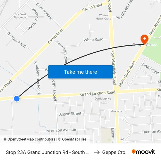 Stop 23A Grand Junction Rd - South side to Gepps Cross map