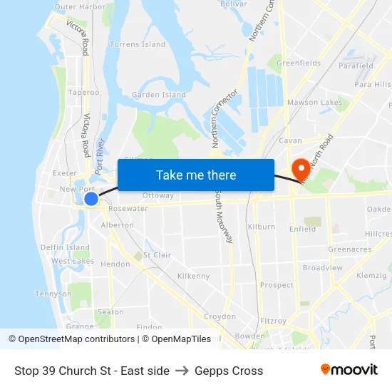 Stop 39 Church St - East side to Gepps Cross map