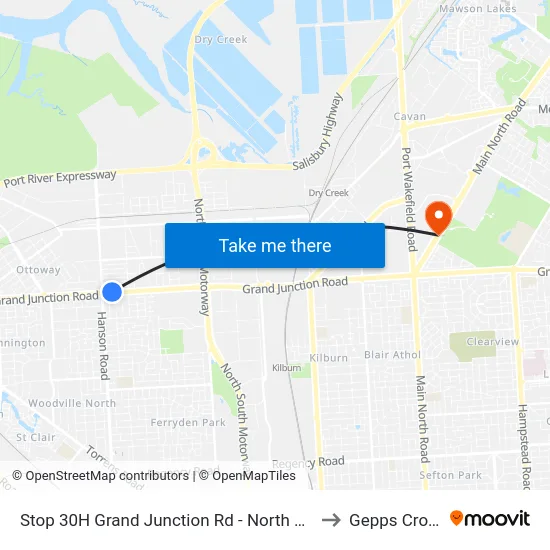 Stop 30H Grand Junction Rd - North side to Gepps Cross map