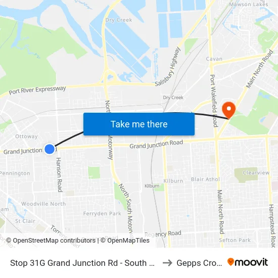 Stop 31G Grand Junction Rd - South side to Gepps Cross map