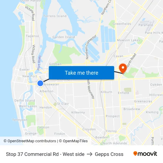Stop 37 Commercial Rd - West side to Gepps Cross map
