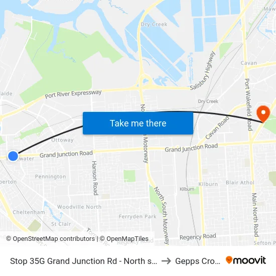 Stop 35G Grand Junction Rd - North side to Gepps Cross map