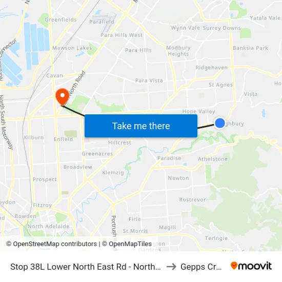 Stop 38L Lower North East Rd - North side to Gepps Cross map