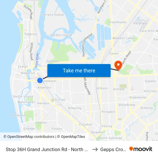 Stop 36H Grand Junction Rd - North side to Gepps Cross map