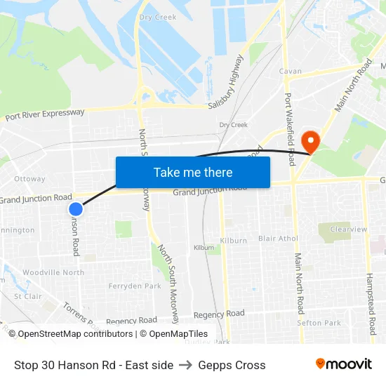 Stop 30 Hanson Rd - East side to Gepps Cross map