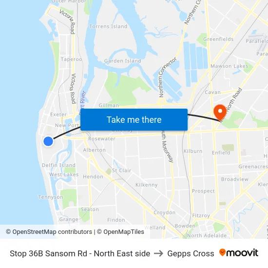 Stop 36B Sansom Rd - North East side to Gepps Cross map
