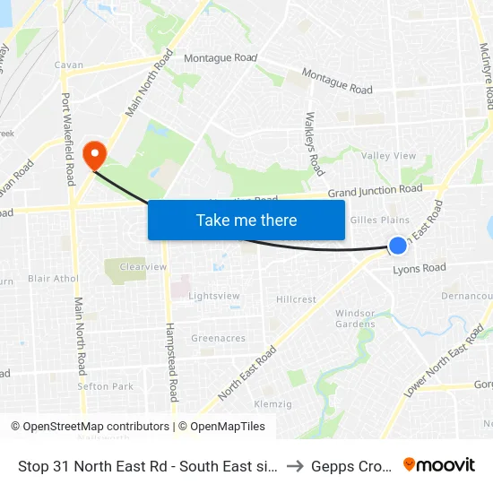 Stop 31 North East Rd - South East side to Gepps Cross map