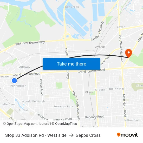 Stop 33 Addison Rd - West side to Gepps Cross map