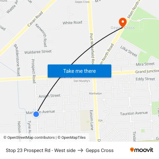 Stop 23 Prospect Rd - West side to Gepps Cross map