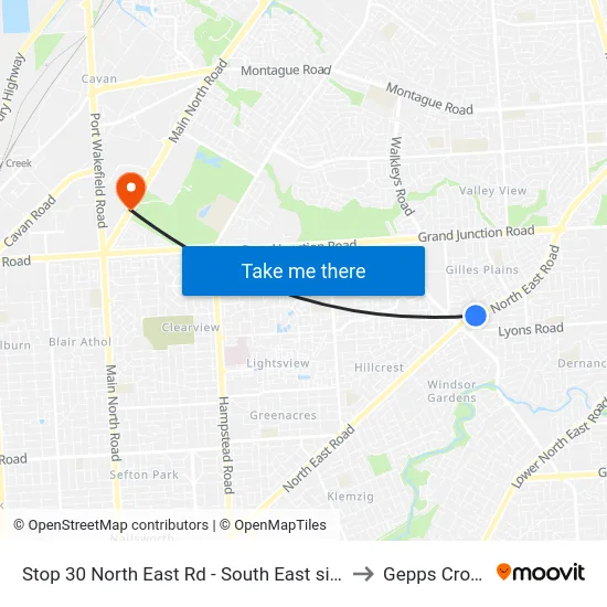 Stop 30 North East Rd - South East side to Gepps Cross map