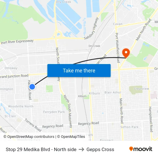 Stop 29 Medika Blvd - North side to Gepps Cross map