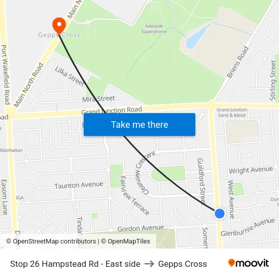 Stop 26 Hampstead Rd - East side to Gepps Cross map