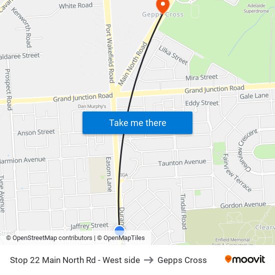 Stop 22 Main North Rd - West side to Gepps Cross map
