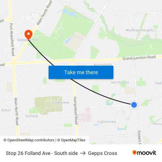 Stop 26 Folland Ave - South side to Gepps Cross map