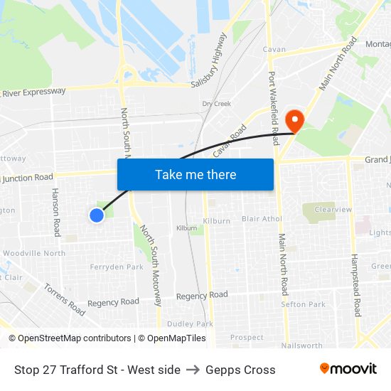 Stop 27 Trafford St - West side to Gepps Cross map