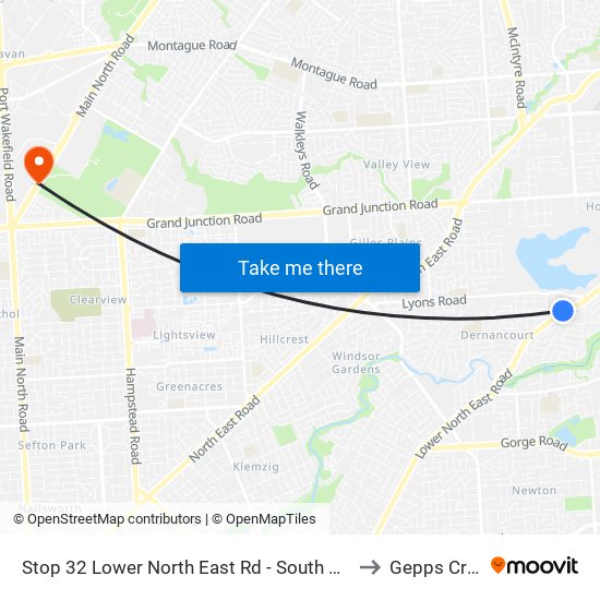 Stop 32 Lower North East Rd - South East side to Gepps Cross map