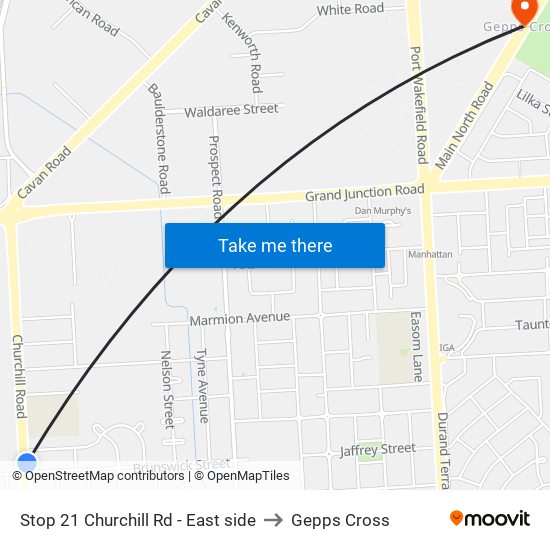 Stop 21 Churchill Rd - East side to Gepps Cross map