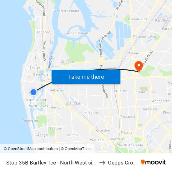 Stop 35B Bartley Tce - North West side to Gepps Cross map