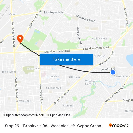Stop 29H Brookvale Rd - West side to Gepps Cross map