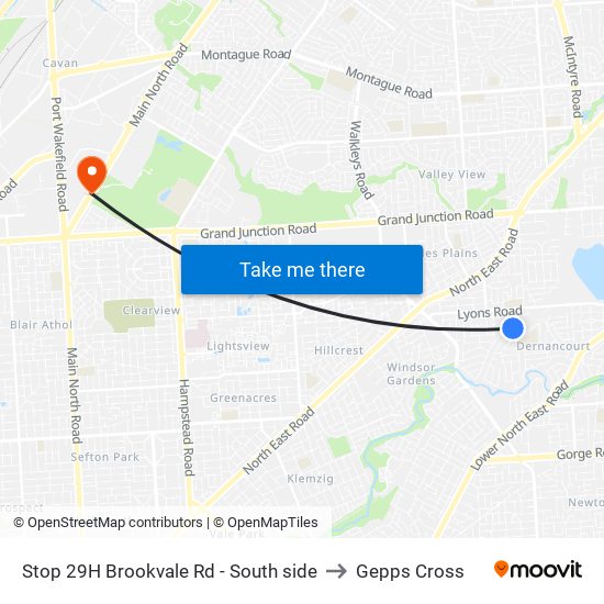 Stop 29H Brookvale Rd - South side to Gepps Cross map