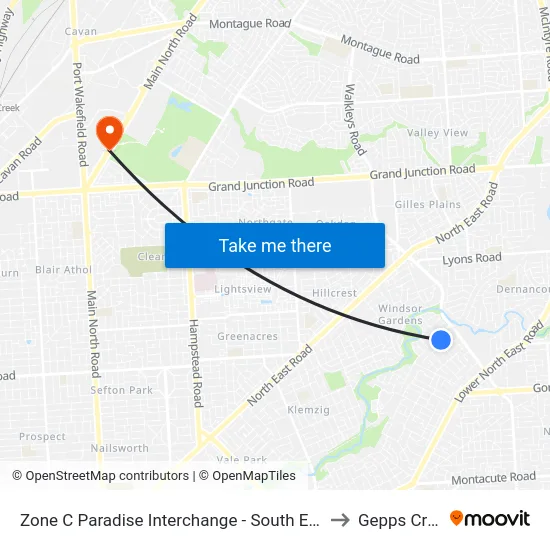 Zone C Paradise Interchange - South East side to Gepps Cross map