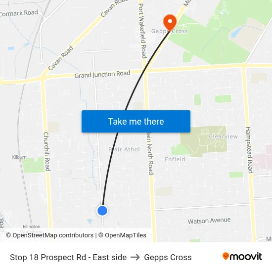 Stop 18 Prospect Rd - East side to Gepps Cross map