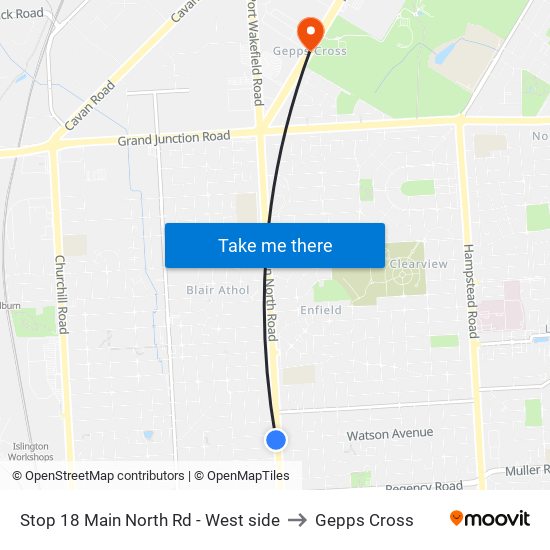 Stop 18 Main North Rd - West side to Gepps Cross map