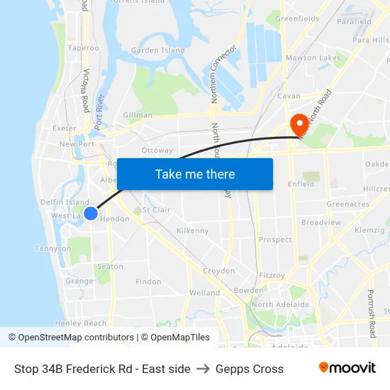 Stop 34B Frederick Rd - East side to Gepps Cross map