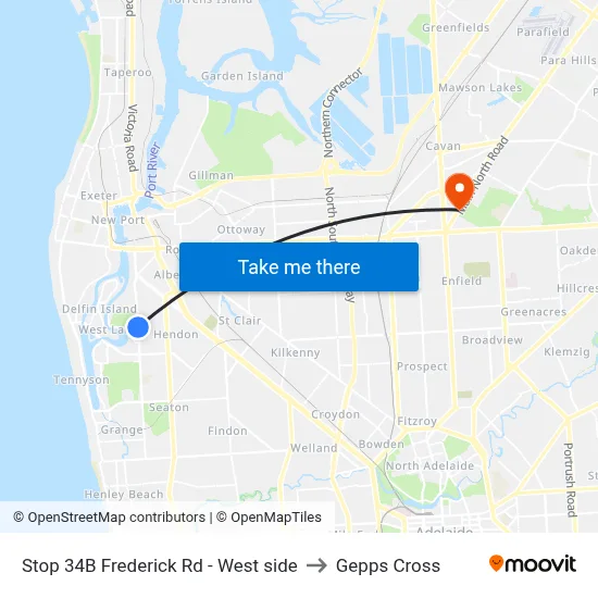 Stop 34B Frederick Rd - West side to Gepps Cross map