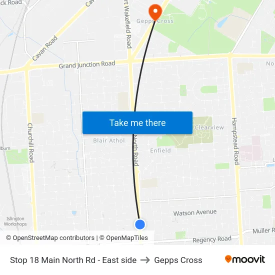 Stop 18 Main North Rd - East side to Gepps Cross map