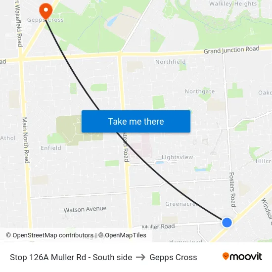 Stop 126A Muller Rd - South side to Gepps Cross map