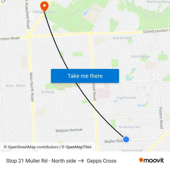 Stop 21 Muller Rd - North side to Gepps Cross map