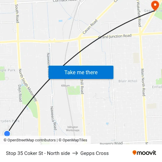 Stop 35 Coker St - North side to Gepps Cross map