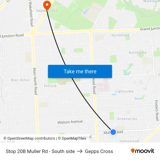 Stop 20B Muller Rd - South side to Gepps Cross map