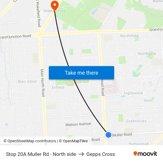 Stop 20A Muller Rd - North side to Gepps Cross map