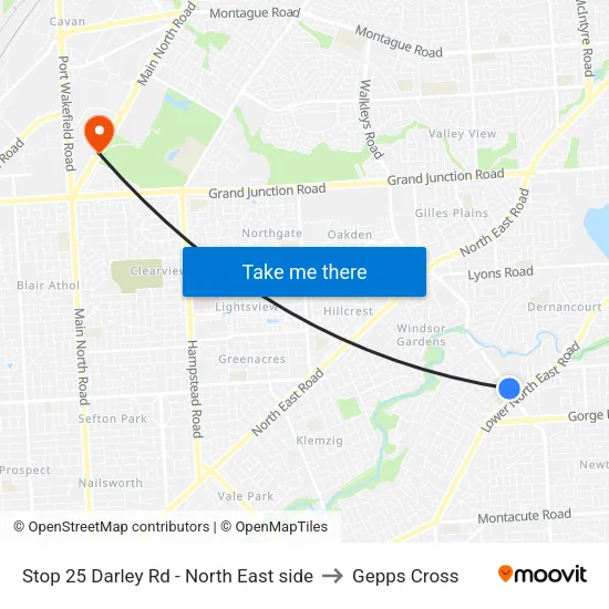 Stop 25 Darley Rd - North East side to Gepps Cross map