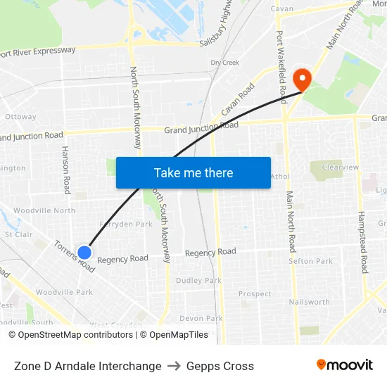 Zone D Arndale Interchange to Gepps Cross map