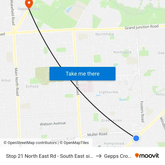 Stop 21 North East Rd - South East side to Gepps Cross map