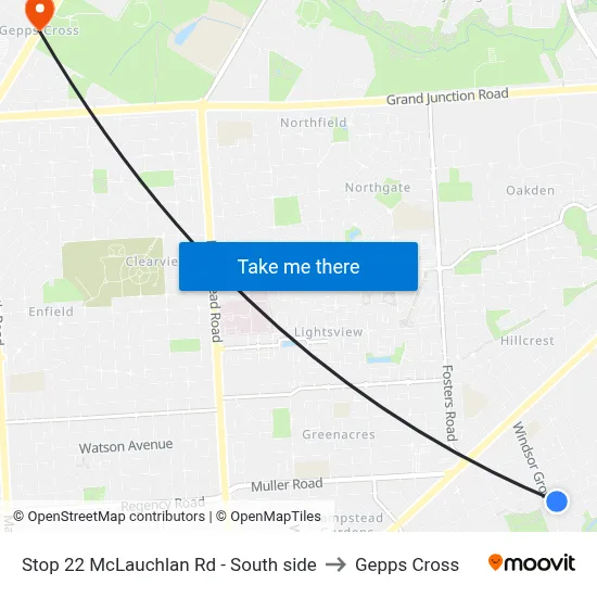 Stop 22 McLauchlan Rd - South side to Gepps Cross map