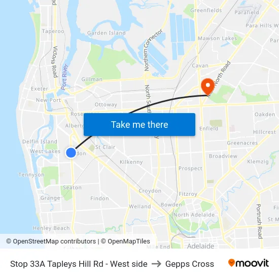 Stop 33A Tapleys Hill Rd - West side to Gepps Cross map