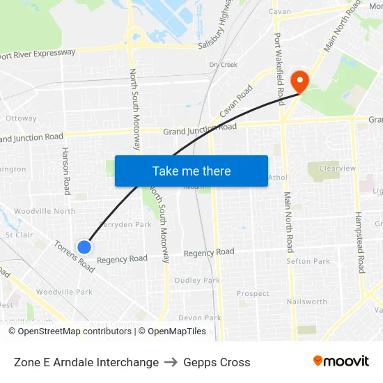 Zone E Arndale Interchange to Gepps Cross map
