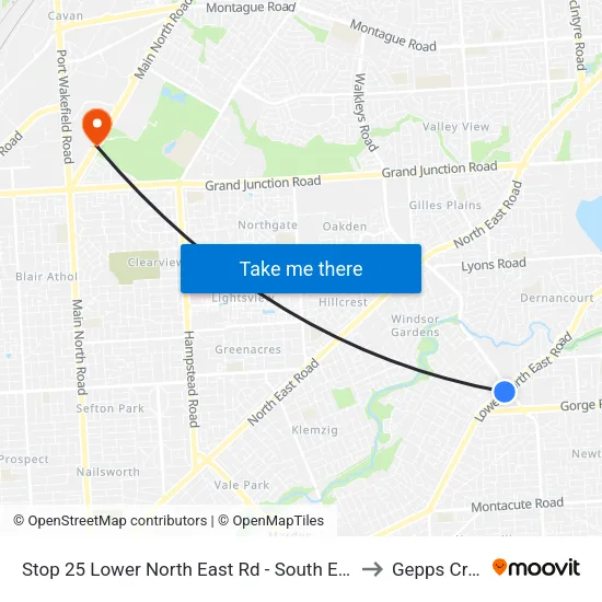Stop 25 Lower North East Rd - South East side to Gepps Cross map