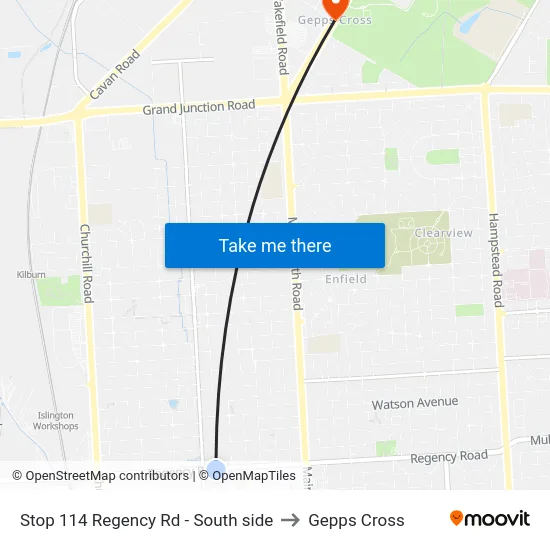 Stop 114 Regency Rd - South side to Gepps Cross map