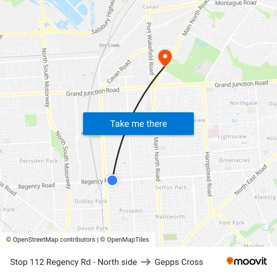 Stop 112 Regency Rd - North side to Gepps Cross map